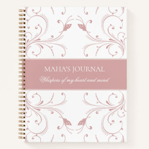 Diario de mariposa botánica personalizado rosa pol
