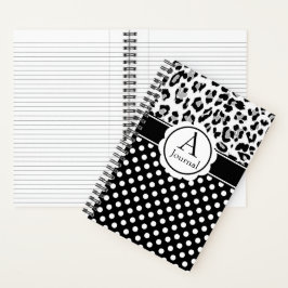 Diario de monograma de lunares y estampado de anim