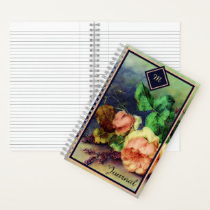 Diario de monograma de rosas vintage