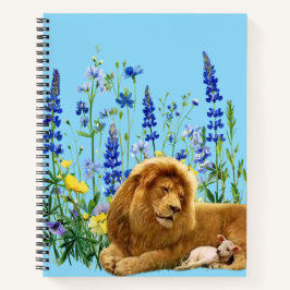 Diario de naturaleza inspirador de león y flores s