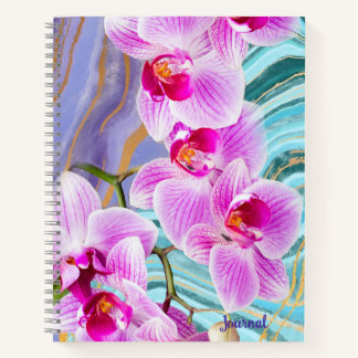 Diario de nombre de geoda de acuarela floral rosa