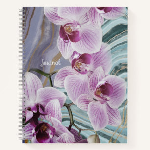 Diario de nombre de geoda floral verde púrpura