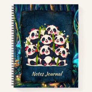 Diario de notas de amigos de panda lindos
