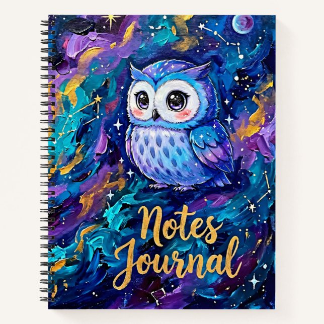 Diario de Notas de Búho Azul Adorable (Anverso)