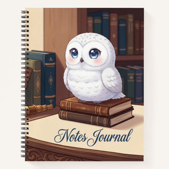 Diario de Notas de Búho Blanco Adorable (Anverso)