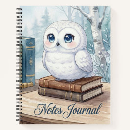 Diario de notas de búho blanco lindo