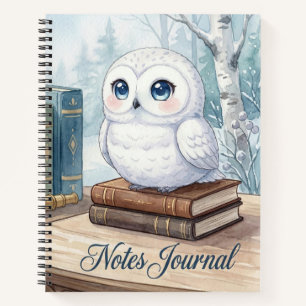 Diario de notas de búho blanco lindo