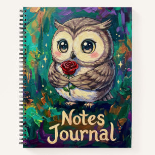 Diario de Notas de Rosa de Búho Adorable