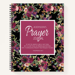 Diario de Oración Floral Rosa Burdeos Negro