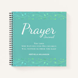 Diario de Oración Floral Teal Personalizado