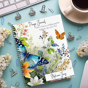 Diario de oración personalizado con flores de mari