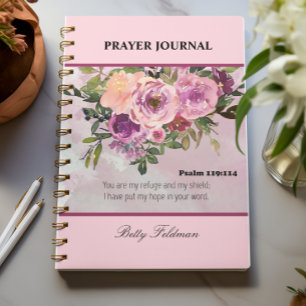 Diario de oraciones con versículos bíblicos floral