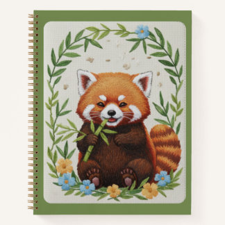 Diario de Panda Rojo Bordado Bamboo Buddy