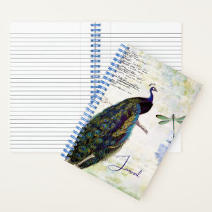 Diario de pavo real y hortensia vintage