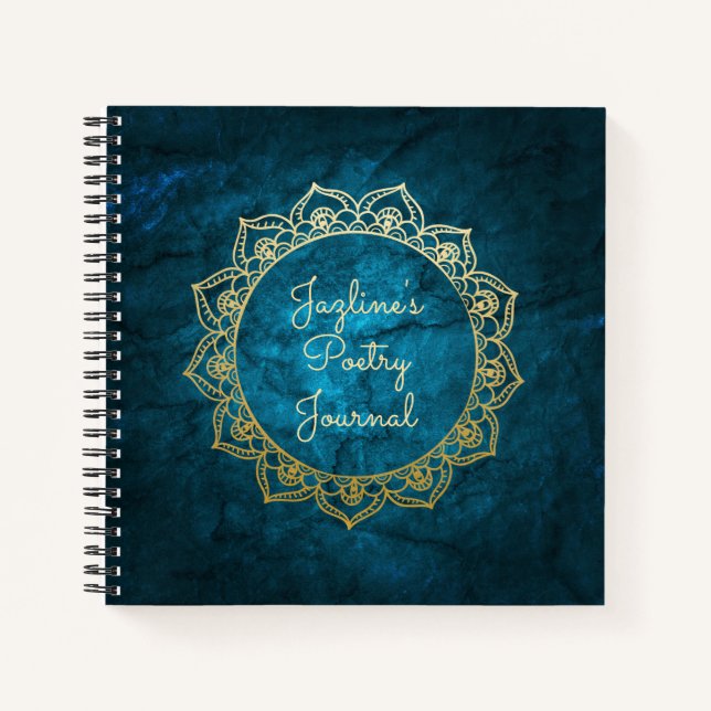 Diario de poesía personalizado Gold Mandala (Anverso)