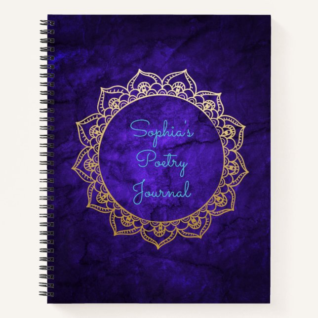 Diario de poesía personalizado Gold Mandala (Anverso)