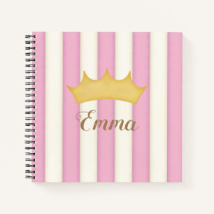 Diario de princesa con monograma coronado con raya