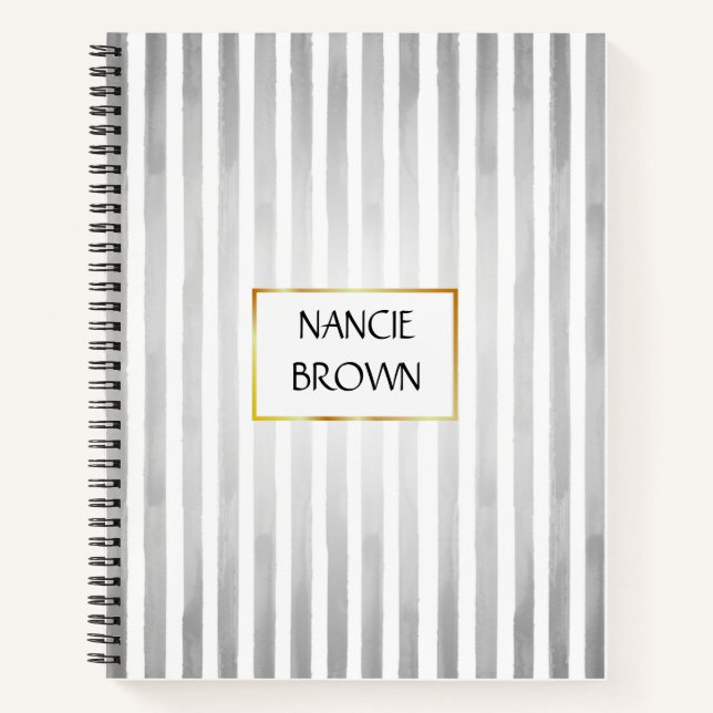 Diario de profesores rayas blancas y grises (Anverso)