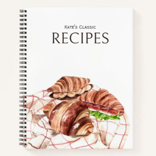 Diario de recetas de croissant Lover Personalizabl