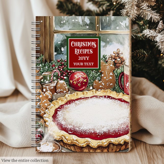 Diario de recetas de Navidades de acuarela retro (Retro Watercolor Christmas Recipe Journal)