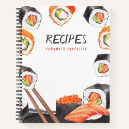 Diario de recetas de Personalizable de tema japoné