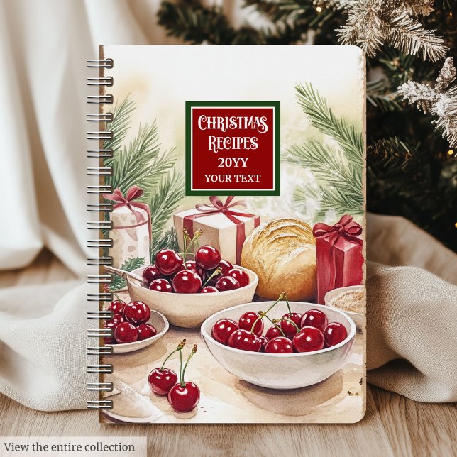 Diario de recetas de vacaciones personalizado eleg (Elegant Personalized Holiday Recipe Journal Christmas)