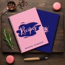 Diario de Recetas Elegante y Lindo (Rosa y Azul Ín