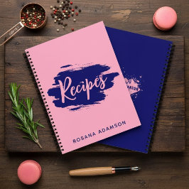 Diario de Recetas Elegante y Lindo (Rosa y Azul Ín