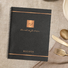 Diario de recetas elegantes con nombre de monogram