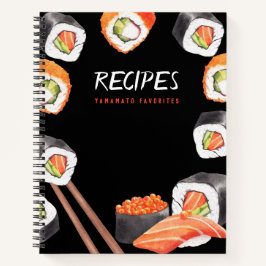 Diario de recetas negras de Personalizable de tema