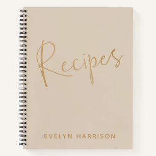 Diario de Recetas Personalizadas en Beige y Dorado