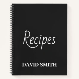 Diario de recetas personalizadas en blanco y negro