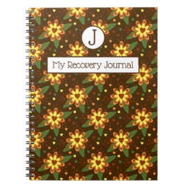 Diario de recuperación Cuaderno floral marrón y do