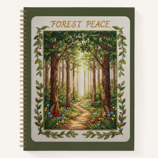 Diario de sendero natural con bordado Forest Peace (Anverso)