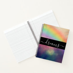 Diario de sueños personalizado de cielo arcoíris s