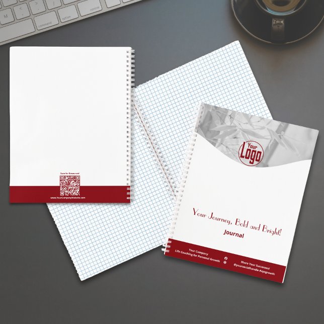 Diario de taller de Red White Life Coach Company (Red White Life Coach Company Workshop Journal - Logo - Tagline - QR-code - Social)