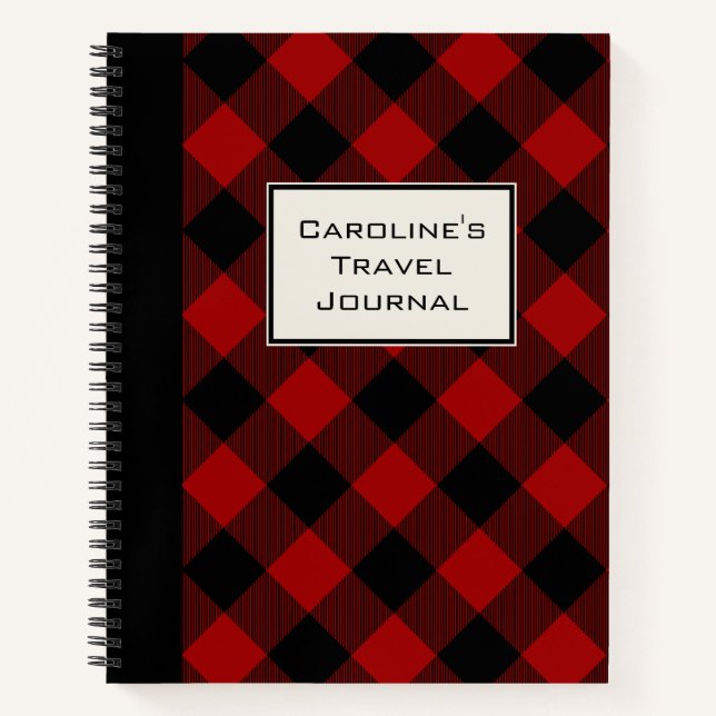 Diario de viaje de personalizable Buffalo Plaid (Anverso)