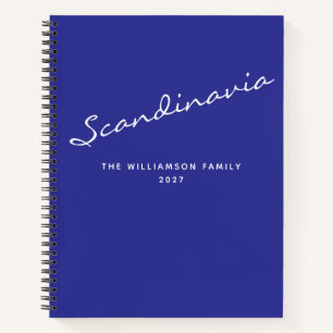 Diario de viaje personalizado con nombre azul dest