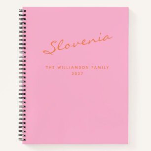 Diario de viaje personalizado rosa naranja