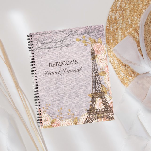 Diario de viajes Elegant Pink Floral Paris (Subido por el creador)