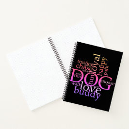 Diario de viñetas de palabras de arte Rainbow Dog
