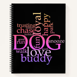 Diario de viñetas de palabras de arte Rainbow Dog