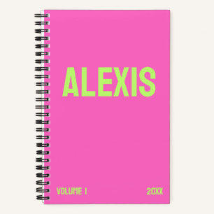 Diario de volumen y año rosado neón