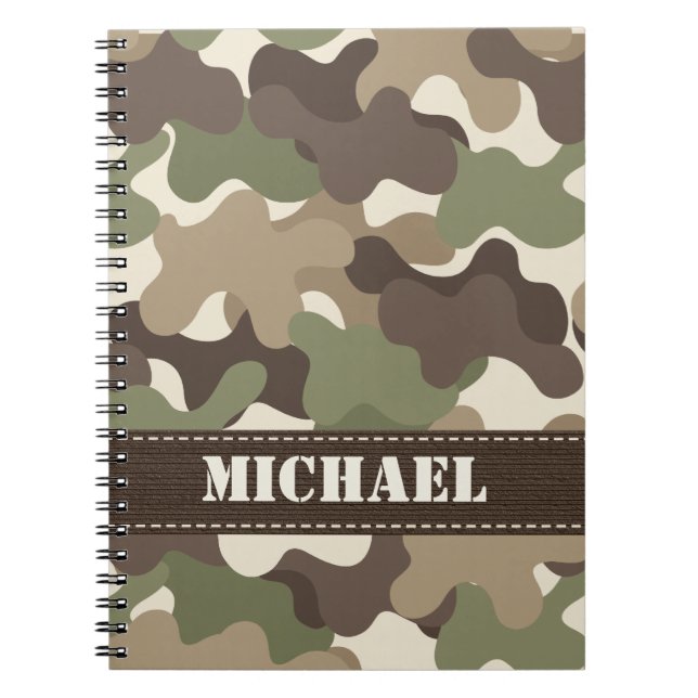 Diario del cuaderno espiral de Camo del camuflaje (Frente)