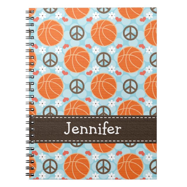 Diario del cuaderno espiral del baloncesto del (Frente)