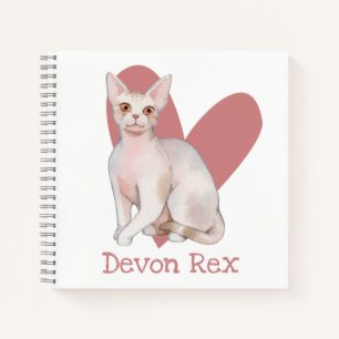 Diario Devon Rex Cat Watercolor Kitty Pink Heart
