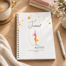 Diario Dorado Estrellas Acuarela Femenino Moderno