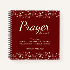 Diario elegante Personalizado Borgoña Floral Praye