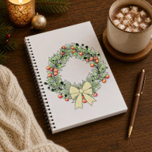 Diario encuadernado en cartoné Corona de Navidad B