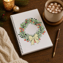 Diario encuadernado en cartoné Corona de Navidad B